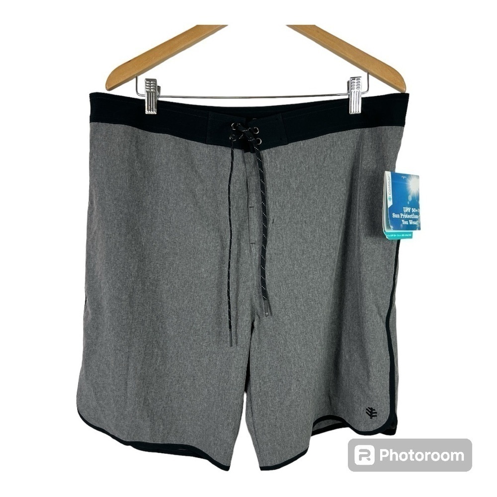 Coolibar Falcon Board Shorts Gray & Black UPF 50+ NWT Sz 38